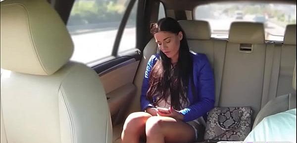  Pretty passenger railed by nasty driver in the backseat